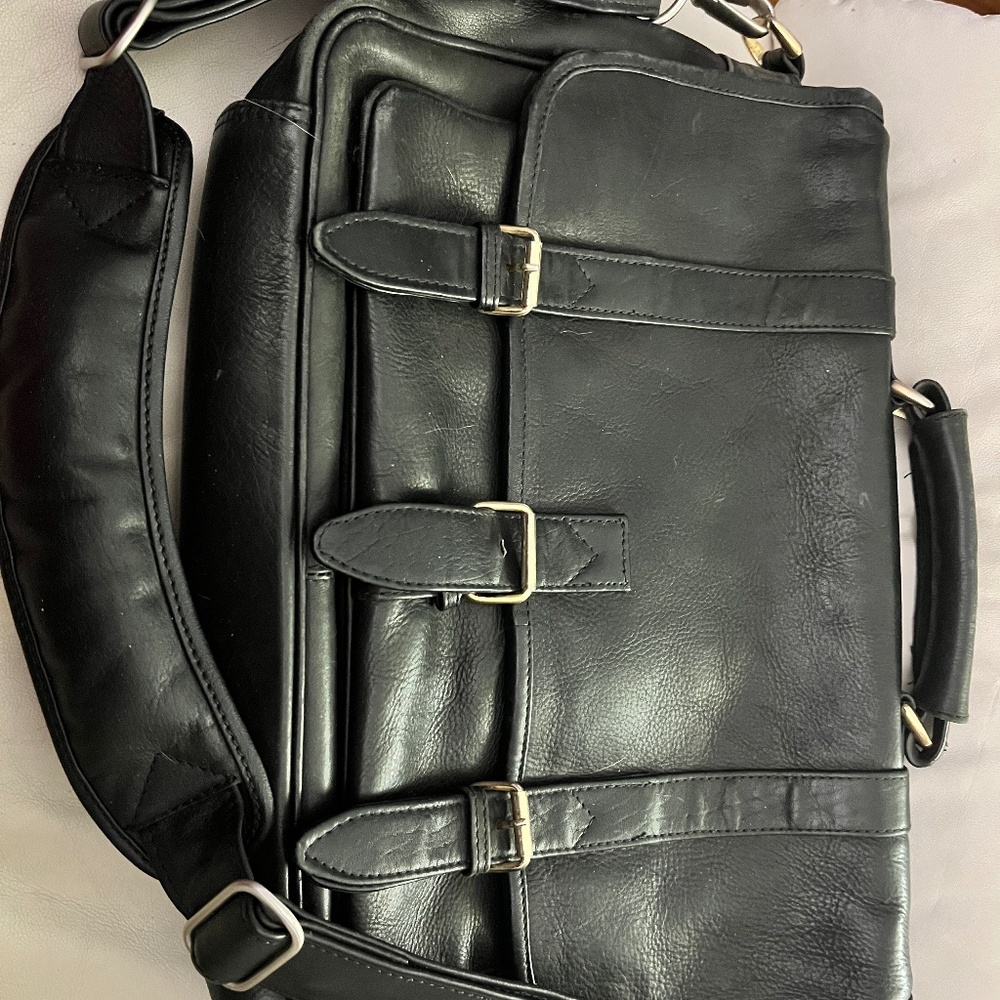 High-end Leather Satchel-Black